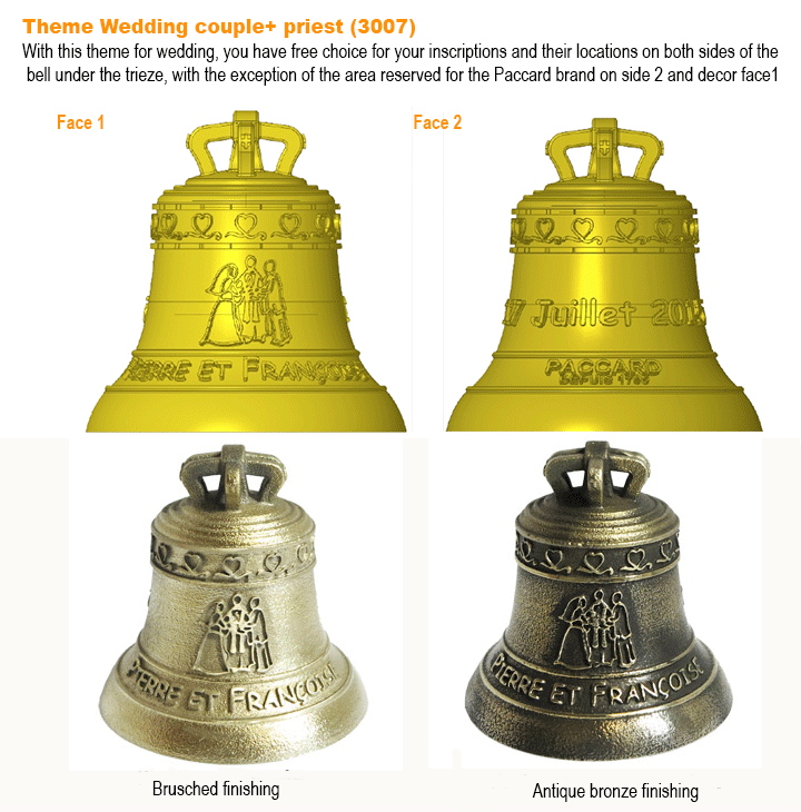 Personalized Paccard miniature bell  in genuine bronze personalized for wedding gift