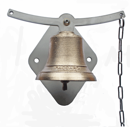 cloche de portail en bronze avec son applique en acier inoxydable