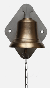 cloche de porte d'entree en bronze avec son applique en acier inoxydable