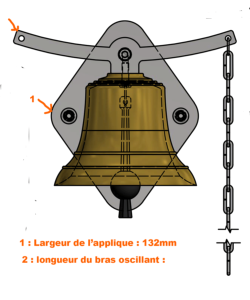 cloche de portail en bronze avec sa montuie en acier inoxydable