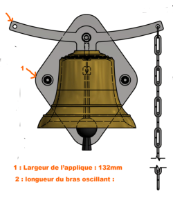 Cloche de portail en bronze à monture avec balancier (bascule)