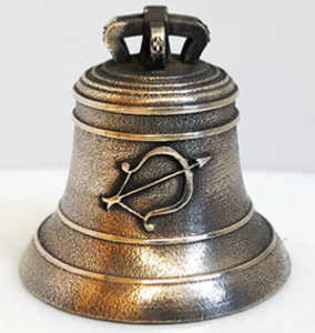 Bronze bell object of an original gift for a birthday.