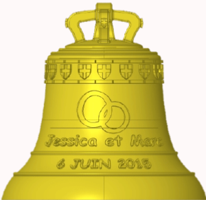 Bronze bell to offer as an original personalized gift for a wedding