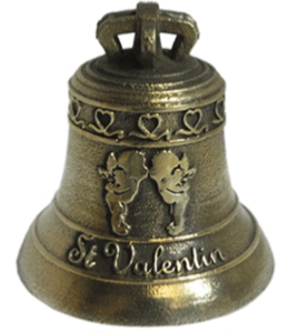 Decoration of a bronze bell for a gift on Valentine's Day