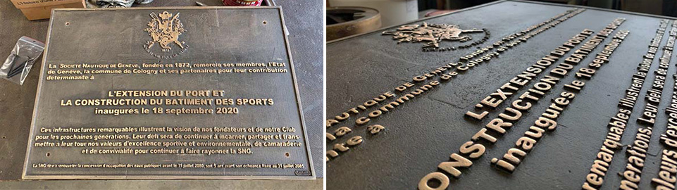 fabrication de plaques en pronze personnalises pour commemoration, inauguration, monument,funeraire