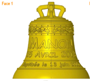 Decoration of a bronze bell for an original gift for a baptism