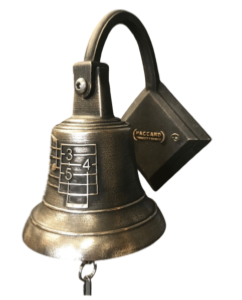 House bell, front door, in bronze with its fixed gooseneckmount