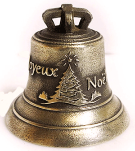 Bronze bell object of an original personalized gift for Christmas.