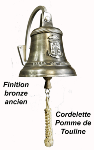 Cloche de maison, de porte d'entre, en bronze avec sa monture type marineante