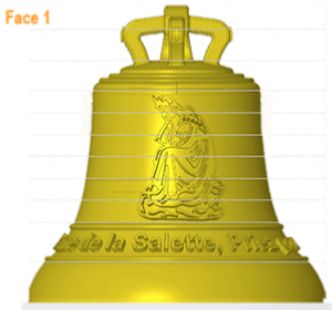 Bell personalized as an original gift object with the effigy of Our Lady of La Salette
