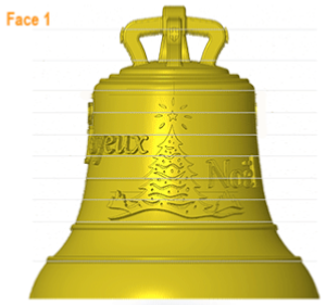 Bronze bell object of an original personalized gift for Christmas.